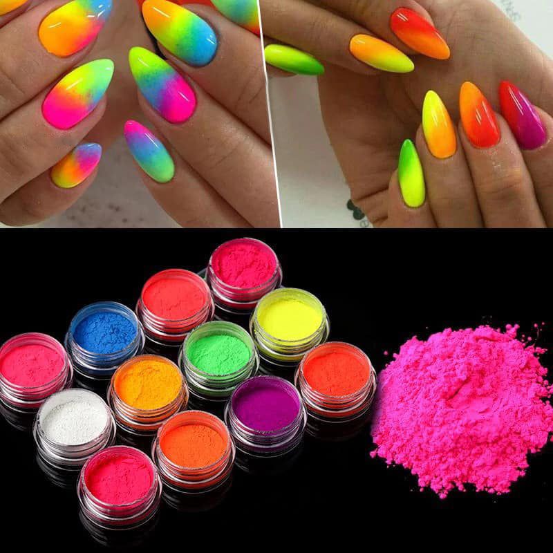 1 Neon Nail Powder Pigment Set Sparkling fluorescent light Decorative –  Le's Discount Beauty Supply